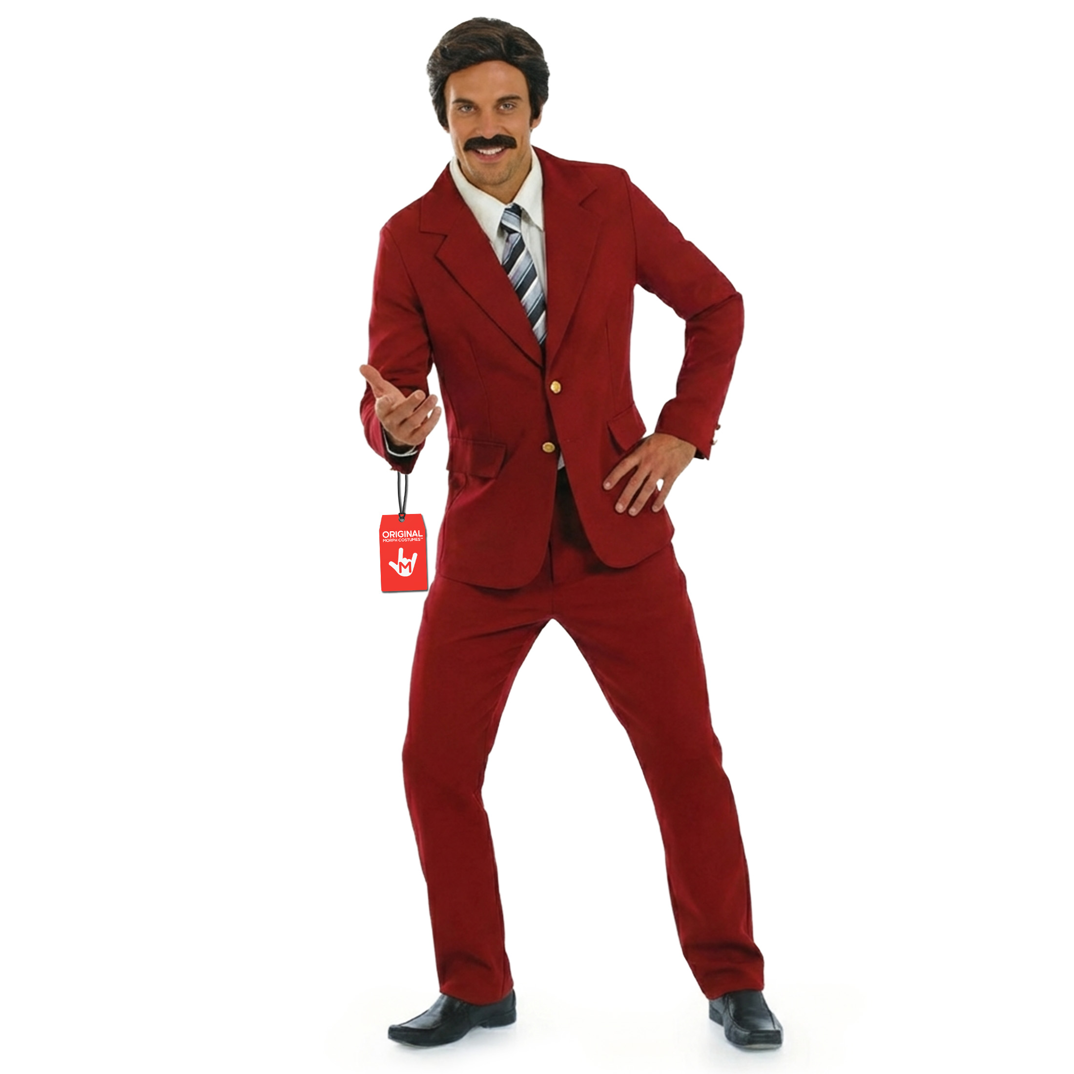 Men`s Newsreader Costume Adult Ron Burgundy Suit 70s Anchor Man Suit M L XL