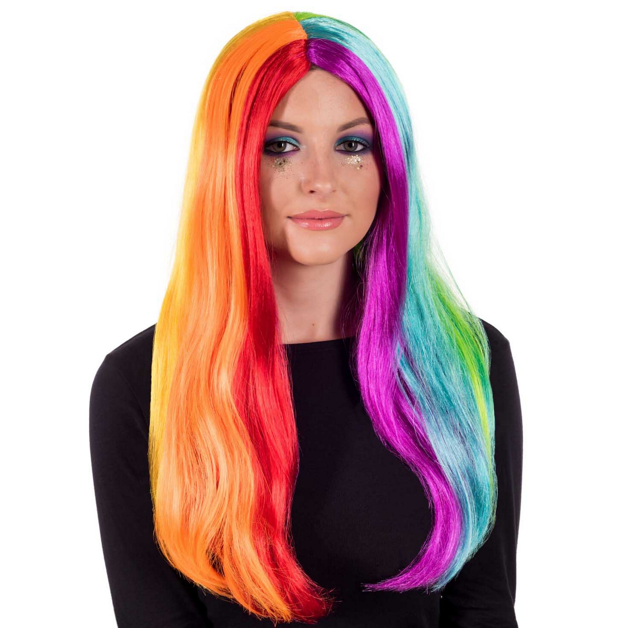 Multicolored WIG Rainbow Crazy Wig | Party City main image 2
